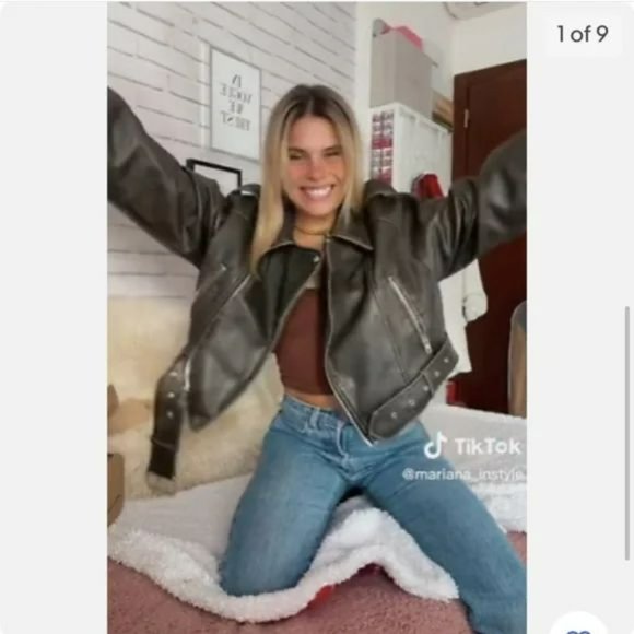 ZARA VIRAL FAUX LEATHER CROP JACKET - Picture 3 of 10